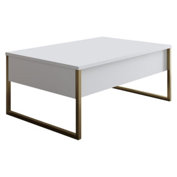 Τραπέζι σαλονιού PWF-0626 λευκό-χρυσό 90x60x40εκ
