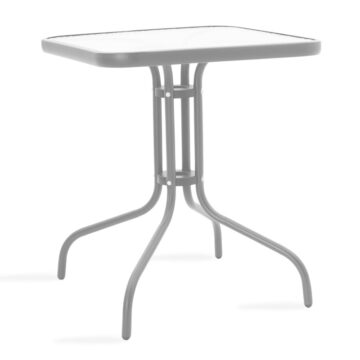 Τραπέζι κήπου Watson μέταλλο γκρι-γυαλί 80x80x70εκ