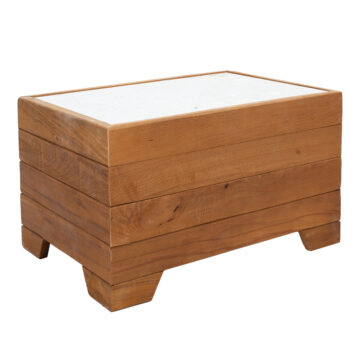 Τραπέζι Otis ξύλο οξιάς καρυδί-λευκό μάρμαρο 60x42x35εκ