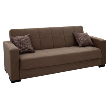 Kαναπές κρεβάτι Vox 3θέσιος ύφασμα βελουτέ μπεζ-μόκα 212x77x80εκ