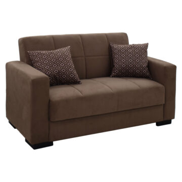 Kαναπές κρεβάτι Vox 2θέσιος ύφασμα βελουτέ μπεζ-μόκα 148x77x80εκ