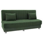 Kαναπές κρεβάτι Romina 3θέσιος ύφασμα βελουτέ πράσινο 180x75x80εκ