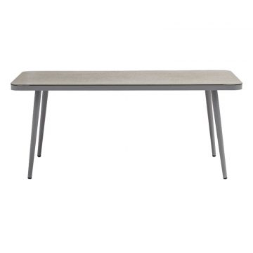 Τραπέζι Ecco αλουμίνιο γκρι-γυαλί μπεζ 160x90x75εκ