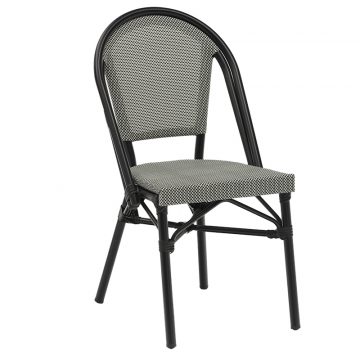Καρέκλα κήπου Paris αλουμίνιο μαύρο-textilene ασπρόμαυρο