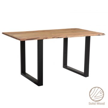 Τραπέζι Adorn μασίφ ξύλο πεύκου καρυδί-πόδι μαύρο 160x85x75.6εκ