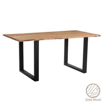 Τραπέζι Adorn μασίφ ξύλο πεύκου καρυδί-πόδι μαύρο 180x90x75.6εκ