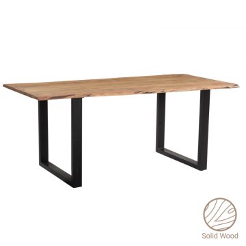 Τραπέζι Adorn μασίφ ξύλο πεύκου καρυδί-πόδι μαύρο 200x100x75.6εκ