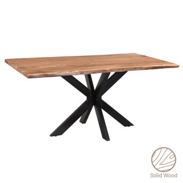 Τραπέζι Confetti μασίφ ξύλο πεύκου καρυδί-πόδι μαύρο 180x90x75.6εκ