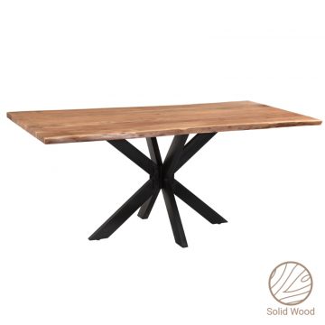 Τραπέζι Confetti μασίφ ξύλο πεύκου καρυδί-πόδι μαύρο 200x100x75.6εκ