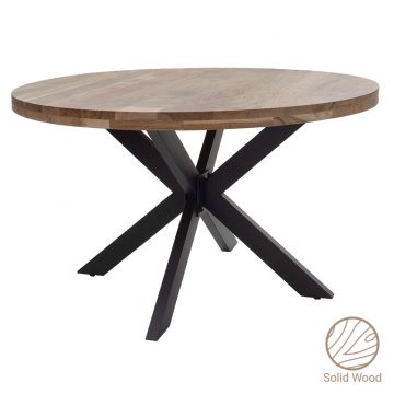 Τραπέζι Bowie ξύλο ακακίας φυσικό-πόδι μαύρο 130x130x78εκ
