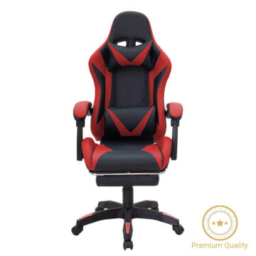Καρέκλα γραφείου gaming με υποπόδιο Moza PU μαύρο-κόκκινο