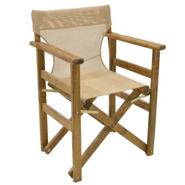 Καρέκλα-πολυθρόνα σκηνοθέτη Retto μασίφ ξύλο οξιάς καρυδί-πανί φραπέ