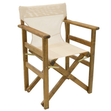 Καρέκλα-πολυθρόνα σκηνοθέτη Retto μασίφ ξύλο οξιάς καρυδί- πανί εκρού
