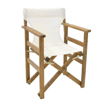Καρέκλα-πολυθρόνα σκηνοθέτη Retto μασίφ ξύλο οξιάς καρυδί-πανί λευκό