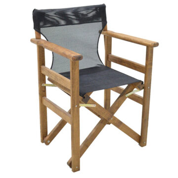 Καρέκλα-πολυθρόνα σκηνοθέτη Retto μασίφ ξύλο οξιάς καρυδί-πανί μαύρο
