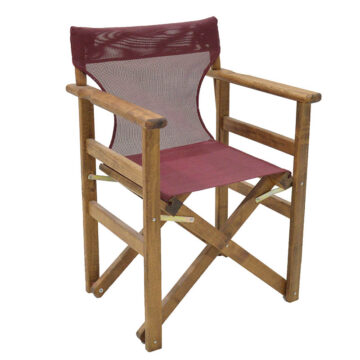 Καρέκλα-πολυθρόνα σκηνοθέτη Retto μασίφ ξύλο οξιάς καρυδί-πανί μπορντό