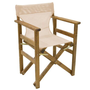 Καρέκλα-πολυθρόνα σκηνοθέτη Retto μασίφ ξύλο οξιάς καρυδί-καραβόπανο εκρού