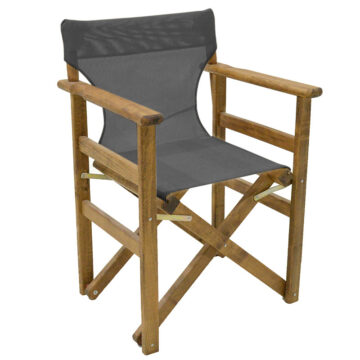 Καρέκλα-πολυθρόνα σκηνοθέτη Retto μασίφ ξύλο οξιάς καρυδί-πανί μαύρο-γκρι