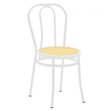 Καρέκλα Βιέννης pe rattan μπεζ-μέταλλο λευκό