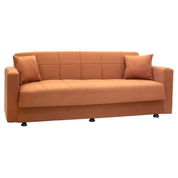Kαναπές κρεβάτι Meredith 3θέσιος βελούδο κεραμιδί 210x86x78εκ