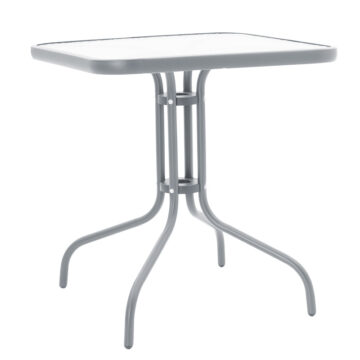 Τραπέζι Watson μέταλλο γκρι-γυαλί 70x70x70εκ
