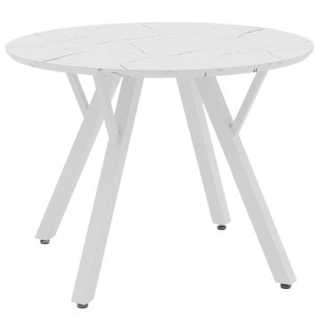 Tραπέζι Annie MDF λευκό μαρμάρου Φ100x76εκ