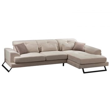 Γωνιακός καναπές PWF-0503 αριστερή γωνία ύφασμα εκρού-μαύρο 308x190x100/92cm