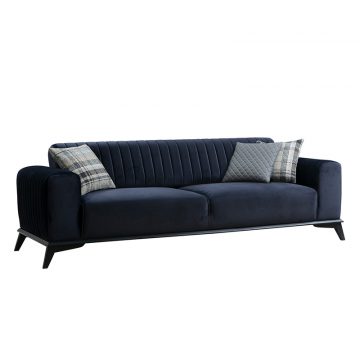 Καναπές 3θέσιος κρεβάτι PWF-0515 βελούδο μπλε-μαύρο 220x92x77εκ
