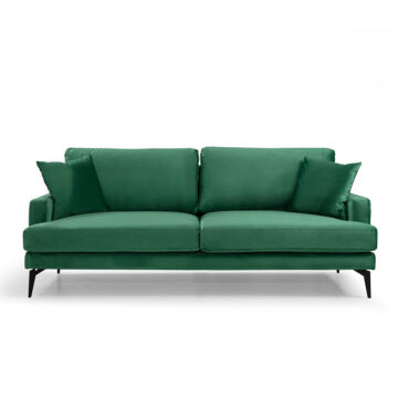 Καναπές 3θέσιοςΟκα Fortune βελούδο πράσινο-μαύρο 205x90x88εκ