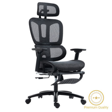 Καρέκλα γραφείου διευθυντή με υποπόδιο Verdant Premium Quality mesh χρώμα μαύρο