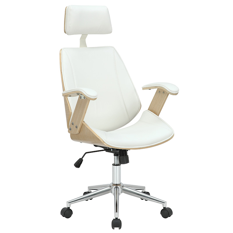 Καρέκλα γραφείου διευθυντή Fern PU λευκό-ξύλο φυσικό