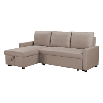Γωνιακός καναπές αναστρέψιμος-κρεβάτι Infuse με αποθηκευτικό χώρο μπεζ ύφασμα 203x130x88εκ
