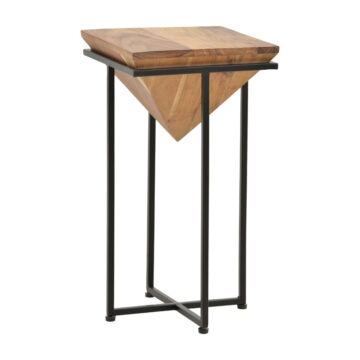 Βοηθητικό τραπέζι σαλονιού Miles μασίφ ξύλο ακακίας καρυδί-μαύρο 29x29x54εκ
