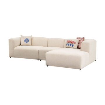 Γωνιακός καναπές Lindena αριστερή γωνία κρεμ ύφασμα 296x158x72εκ
