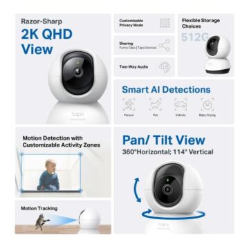Tp-Link Pan/Tilt AI Home Security Wi-Fi Camera (Tapo C220)