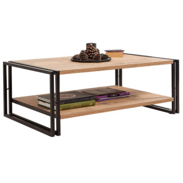 Τραπέζι σαλονιού PWF-0240 χρώμα πεύκου-μαύρο 110x70x40εκ