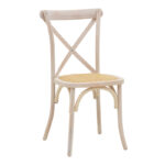 Καρέκλα Dylon white wash ξύλο οξιάς-έδρα φυσικό rattan 48x52x89εκ