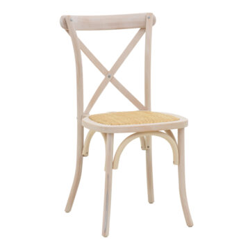 Καρέκλα Dylon white wash ξύλο οξιάς-έδρα φυσικό rattan 48x52x89εκ