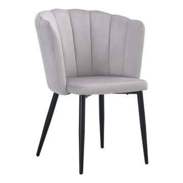 Καρέκλα Esme γκρι βελούδο-πόδι μαύρο μέταλλο 61x55x84εκ