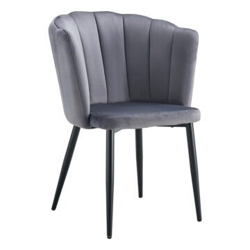 Καρέκλα Esme ανθρακί βελούδο-πόδι μαύρο μέταλλο 61x55x84εκ