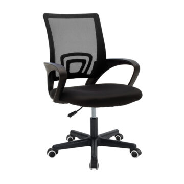 Καρέκλα γραφείου εργασίας Berto I ύφασμα mesh μαύρο 56x47x85-95εκ