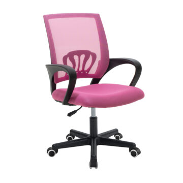 Καρέκλα γραφείου εργασίας Berto I ύφασμα mesh ροζ 56x47x85-95εκ