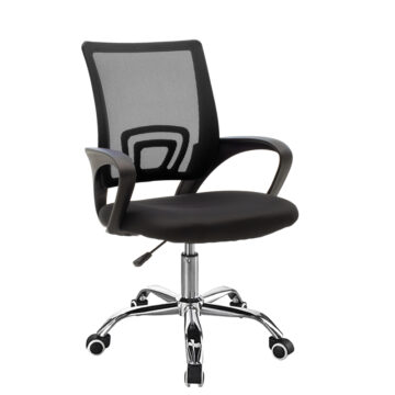 Καρέκλα γραφείου εργασίας Berto chrome ύφασμα mesh μαύρο 56x47x85-95εκ