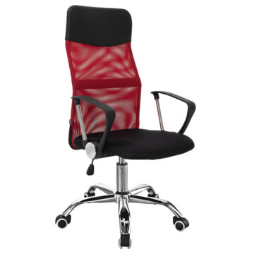 Καρέκλα γραφείου διευθυντή Joel I με ύφασμα mesh μαύρο-κόκκινο 60x60x109-118εκ