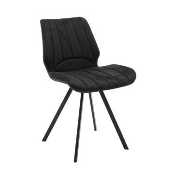 Καρέκλα Sabia βελούδο μαύρο-πόδι μαύρο μέταλλο 46x55x80εκ