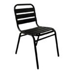 Καρέκλα Sussie στοιβαζόμενη μαύρο μέταλλο με φέτες αλουμινίου 45x62x76εκ