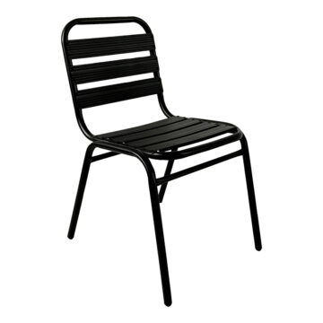 Καρέκλα Sussie στοιβαζόμενη μαύρο μέταλλο με φέτες αλουμινίου 45x62x76εκ