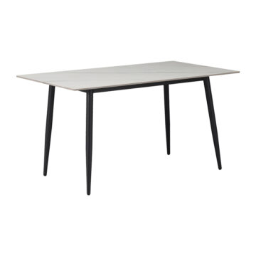 Τραπέζι Gustas λευκό μαρμάρου sintered stone-μαύρο μέταλλο 120x60x75εκ
