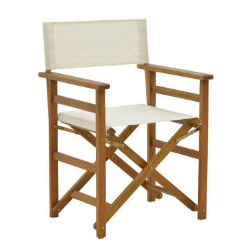 Καρέκλα-πολυθρόνα σκηνοθέτη Bistrual ξύλο ακακίας φυσικό-πανί λευκό 58x50x84.5εκ