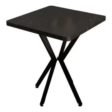Τραπέζι Prestone μαύρο μαρμάρου μελαμίνης-μαύρο μέταλλο 70x70x75εκ
